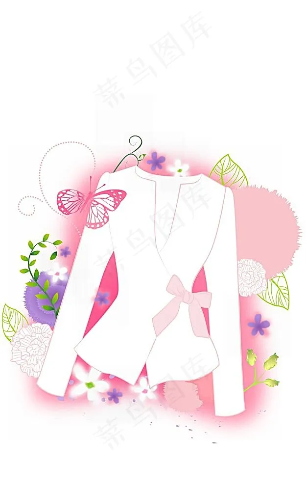 女性服装与鲜花ai矢量模版下载