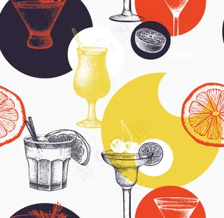 手绘饮料水杯矢量素材