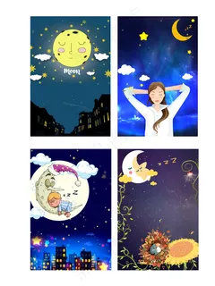 唯美世界睡眠日手绘插画海报背景元素