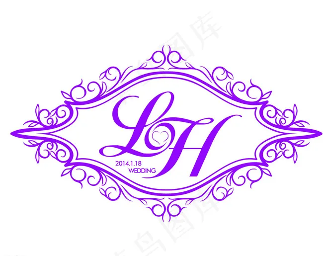 LH字母婚礼LOGO图片psd模版下载