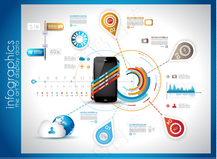 时尚艺术的数据分析图表矢量素材