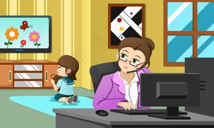 在家休闲妈妈孩子图片