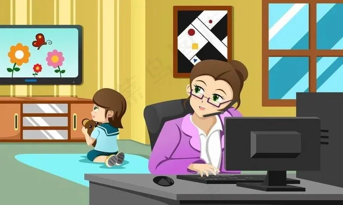 在家休闲妈妈孩子图片eps,ai矢量模版下载