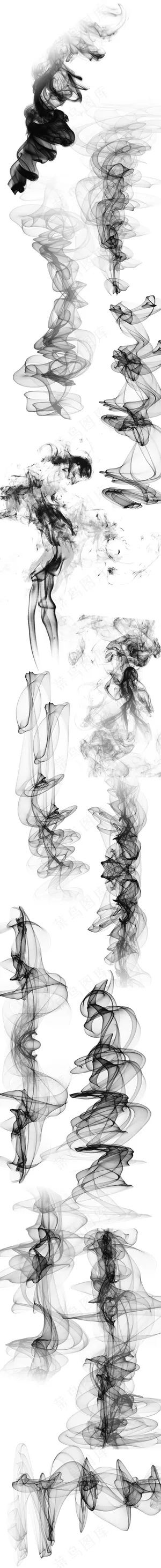 中国风水墨喷溅烟雾流烟免扣png设...