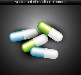 手绘胶囊药品矢量图片