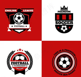 红色足球标签矢量素材图片