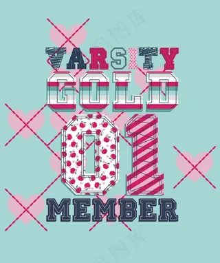 童装T恤图案设计英文艺术字体插画