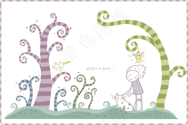 捲捲樹下男孩和貓