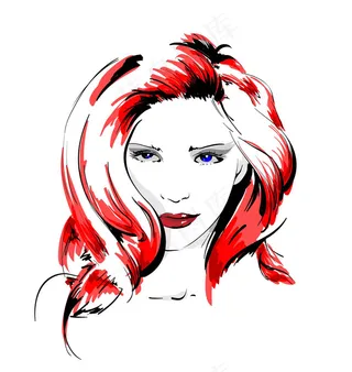 手绘草图像美女矢量素材01矢量素材