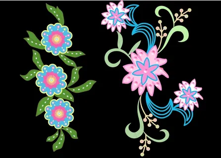 复古花纹矢量图刺绣图案