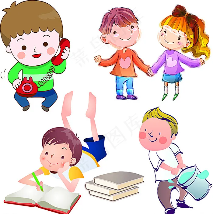 小孩多种动作矢量图图片cdr矢量模版下载