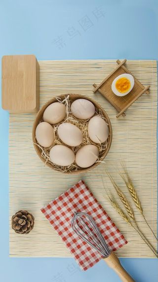 鸡蛋松果小麦高清摄影图片