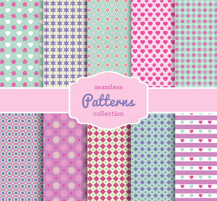 可爱少女壁纸花纹矢量素材