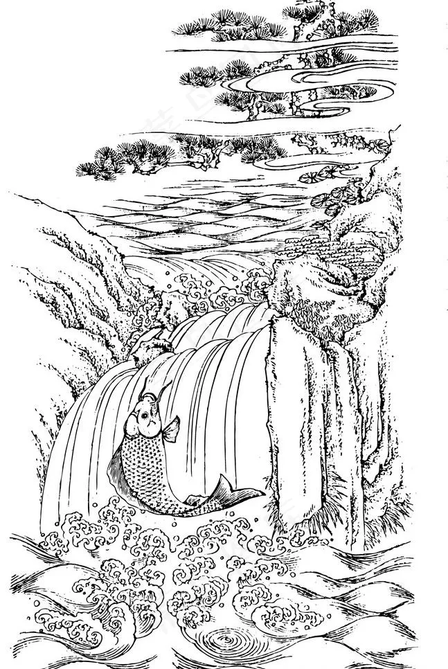 山水 山水画 风景画ai矢量模版下载