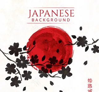 艺术日本背景与花卉