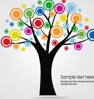 多彩创意树矢量素材