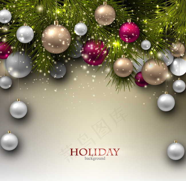 精致节日吊球新年贺卡