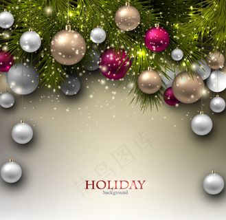 精致节日吊球新年贺卡