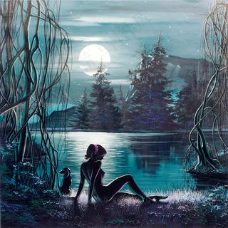 月夜的湖畔图片