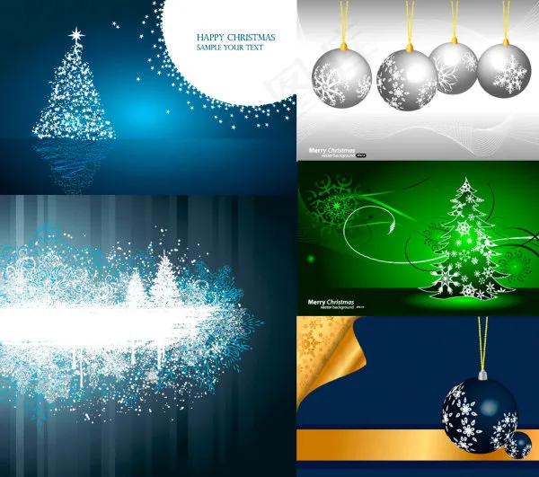 5款圣诞节矢量素材eps,ai矢量模版下载