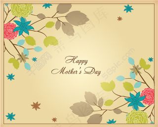 母亲节小花背景矢量素材