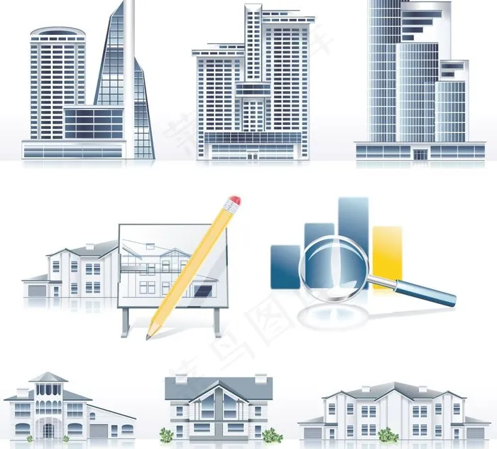 城市建筑矢量图图片eps,ai矢量模版下载