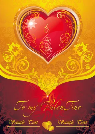 浪漫的心形花纹矢量素材的心的情人节...