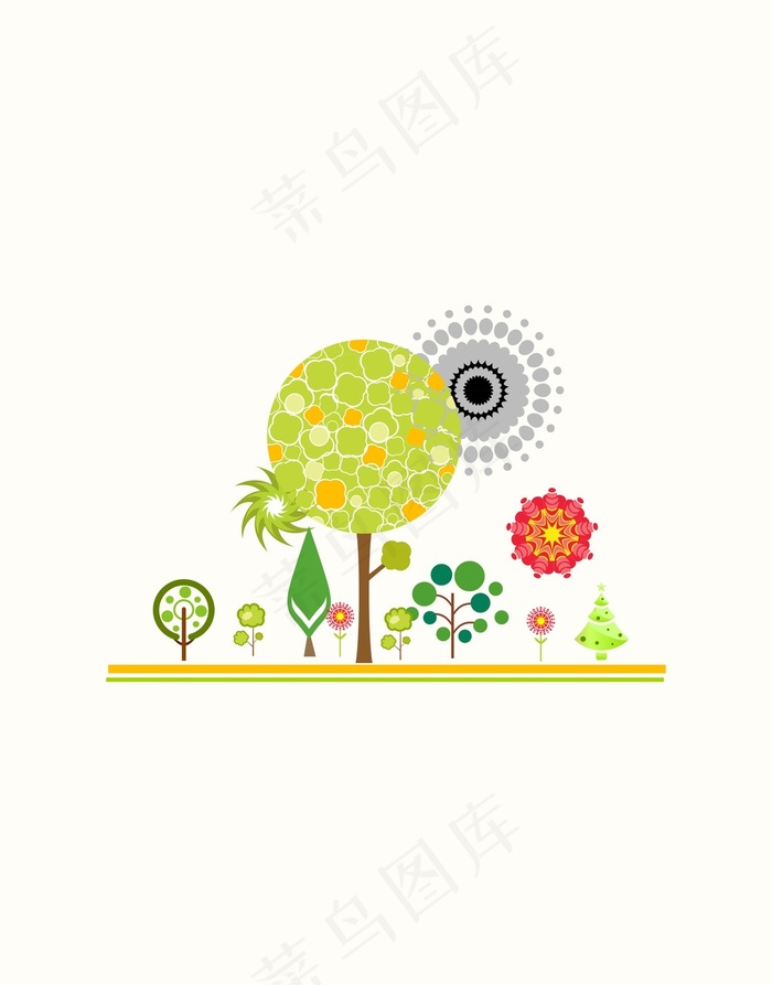 卡通植物花卉树设计元素