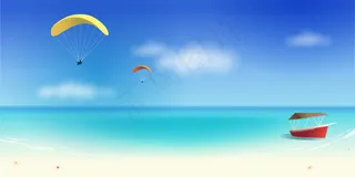 美丽悠闲的海边风光矢量素材