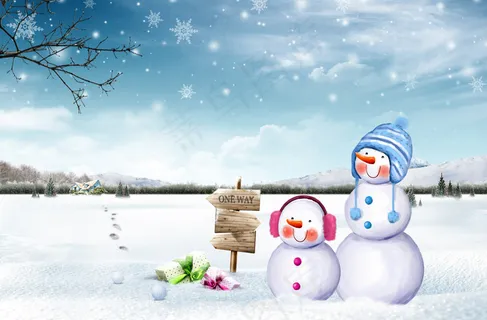 可爱的圣诞雪娃娃PSD设计素