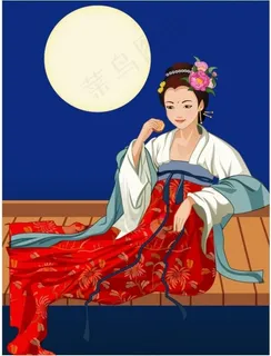 中秋的仙女嫦娥矢量素材12