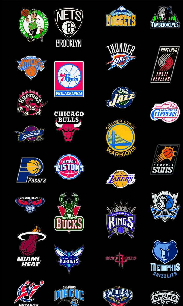 NBA LOGO墙图片ai矢量模版下载