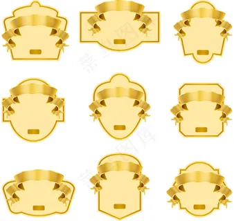 金色丝带装饰标签矢量图 AI