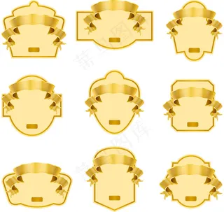 金色丝带装饰标签矢量图 AI