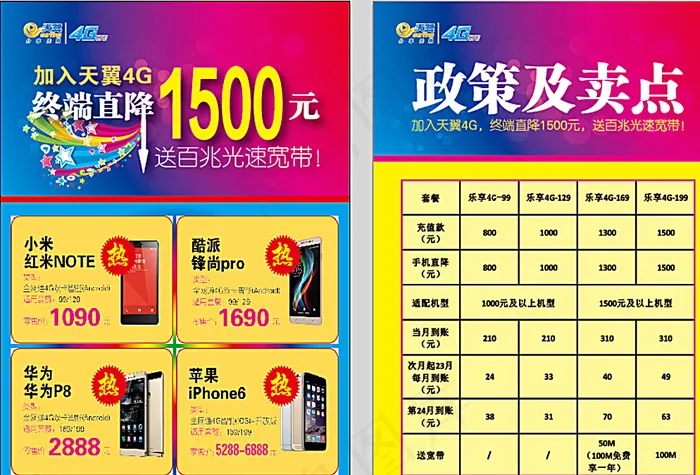 电信单页图片ai矢量模版下载