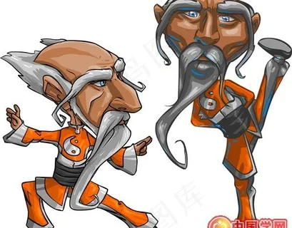 功夫老人漫画矢量素材