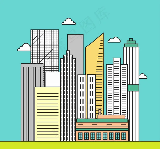 创意都市大厦矢量素材ai矢量模版下载