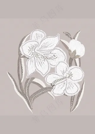 植物花卉刺绣图案素材
