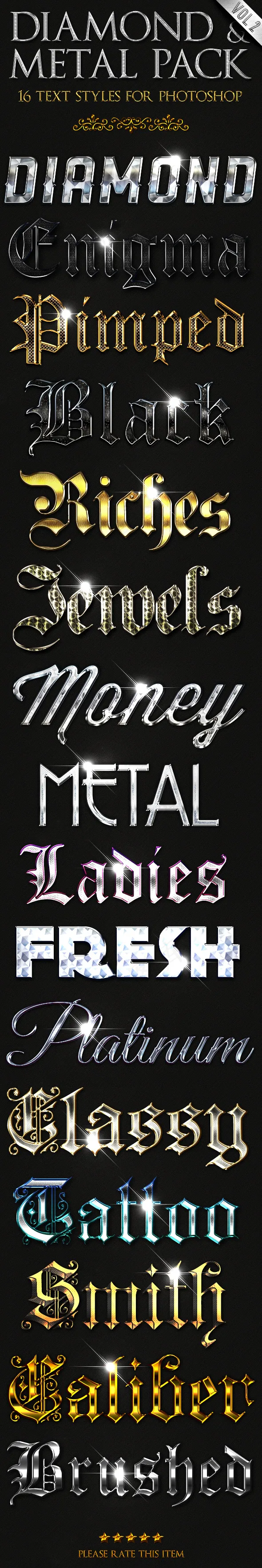 超酷的钻石图案金属字样式V2psd模版下载