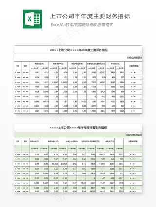 上市公司半年度主要财务指标
