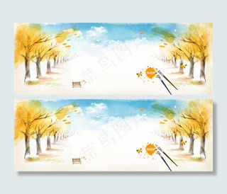 简单手绘淘宝海报背景 banner...