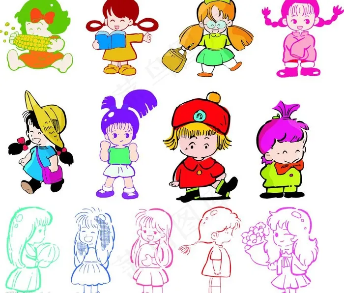 日式卡通漫画矢量素材图片