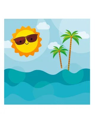 热带雨林元素扁平插画