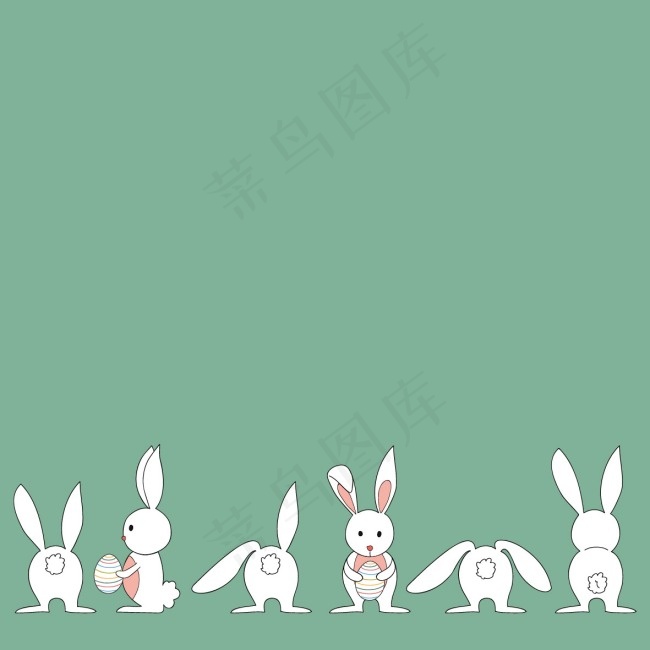 抱彩蛋的兔子简笔画矢量图