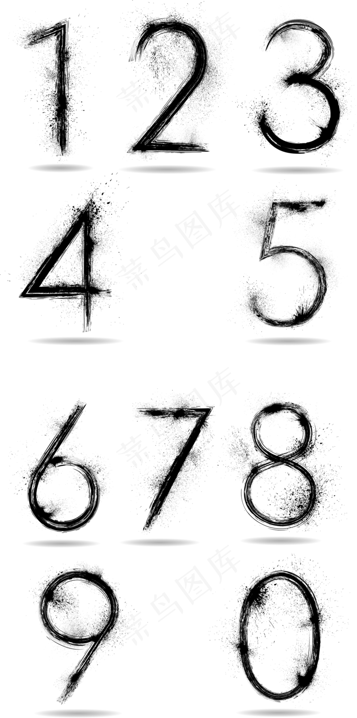 创意墨迹效果阿拉伯数字