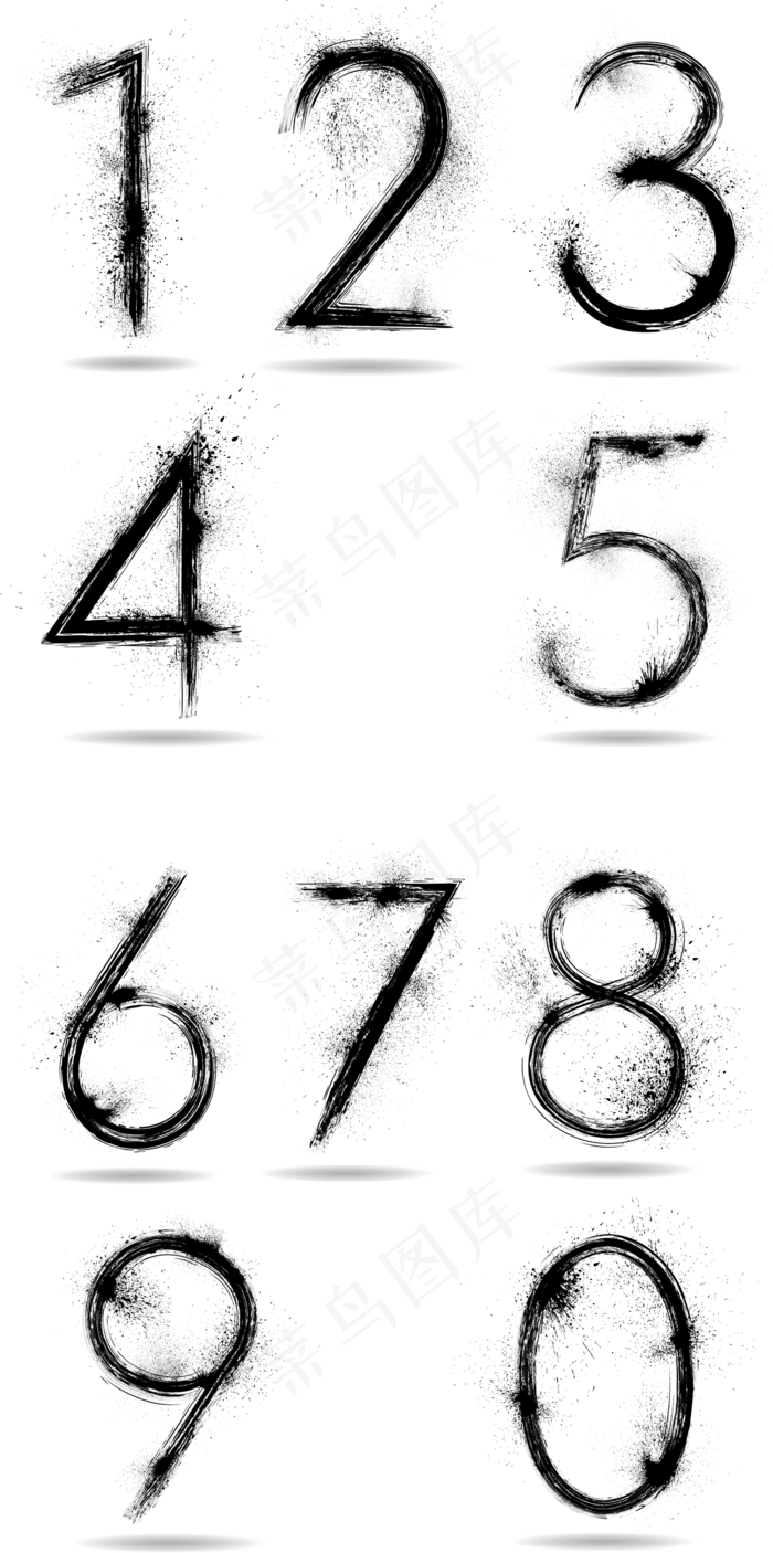 创意墨迹效果阿拉伯数字