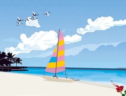 海滩风景 帆船图片