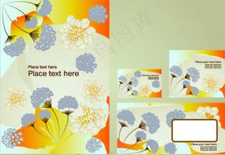 矢量精美花纹信封信纸名片