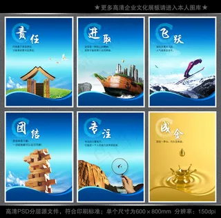 全套企业文化展板海报PSD下载