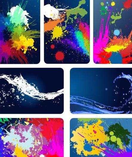 动感幻彩墨迹水花图片eps,ai矢量模版下载